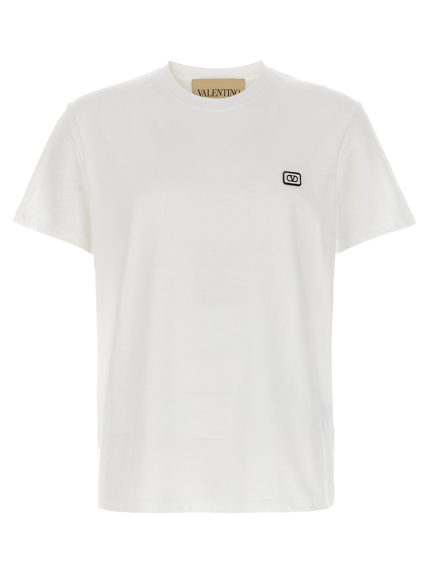 T-Shirt by Valentino Garavani for men in cotton white showcases a dramatic silhouette, elegantly detailed with a dramatic crew neckline and short-sleeve for a truly dramatic finish.