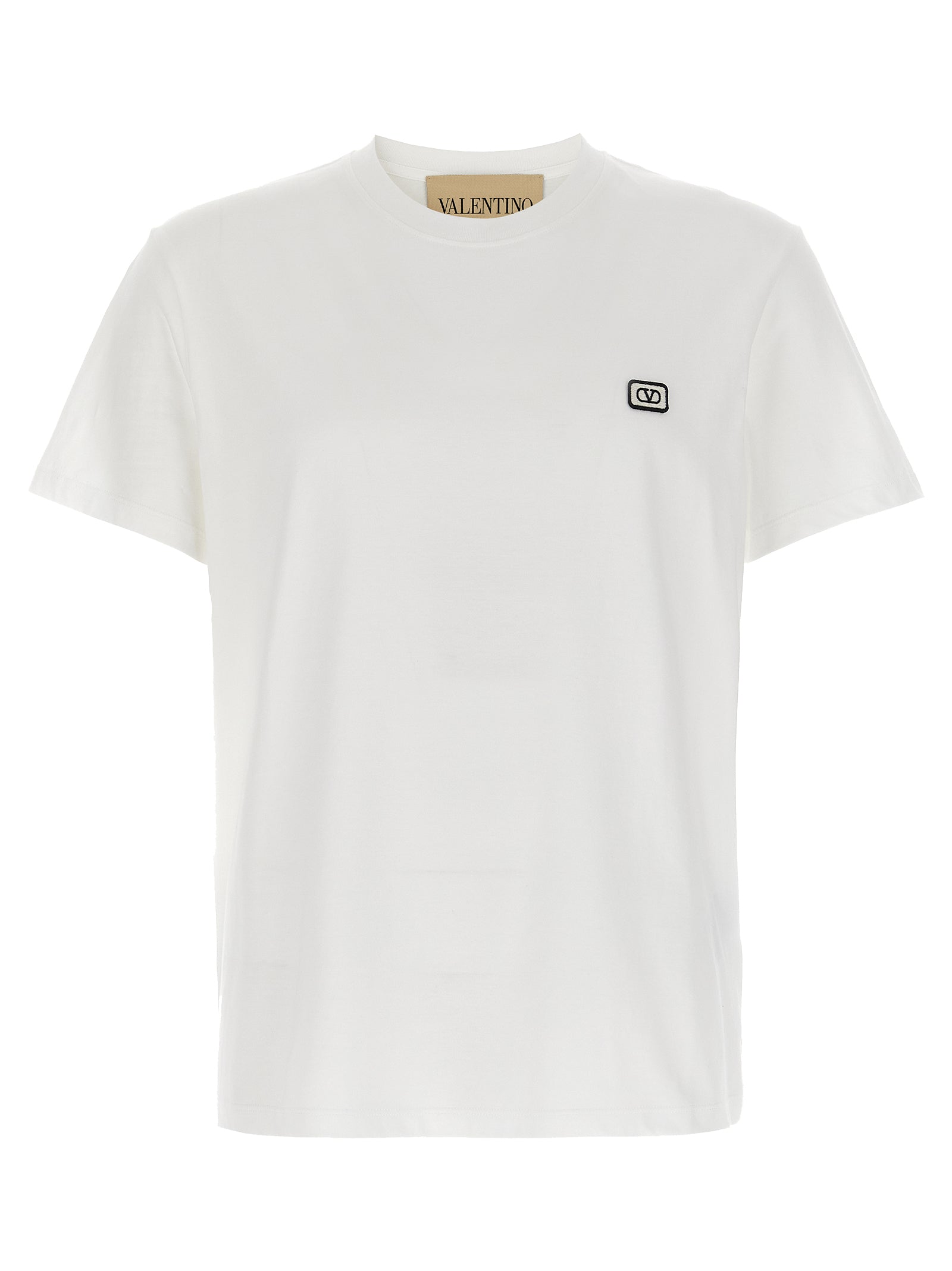T-Shirt by Valentino Garavani for men in cotton white showcases a dramatic silhouette, elegantly detailed with a dramatic crew neckline and short-sleeve for a truly dramatic finish.