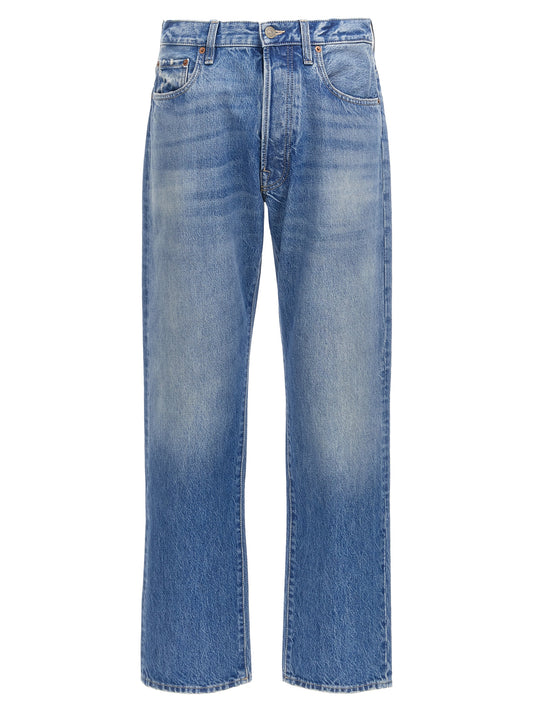 Jeans by Valentino Garavani for men in cotton denim blue features an sartorial straight-leg and long with a high rise cut for a sartorial finish.