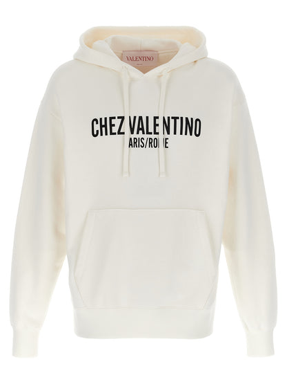 Sweatshirt Hoodie by Valentino Garavani for men in cotton white & print features a slouchy chic silhouette, detailed with a slouchy chic and a signature hooded neckline for an elevated aesthetic.