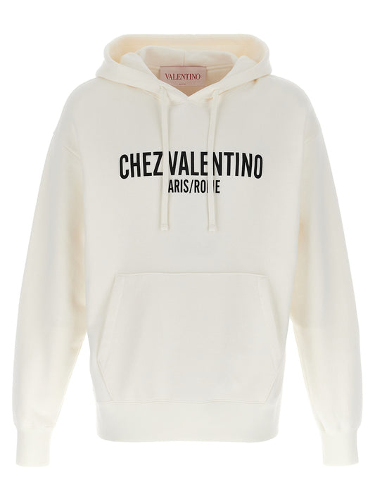 Sweatshirt Hoodie by Valentino Garavani for men in cotton white & print features a slouchy chic silhouette, detailed with a slouchy chic and a signature hooded neckline for an elevated aesthetic.