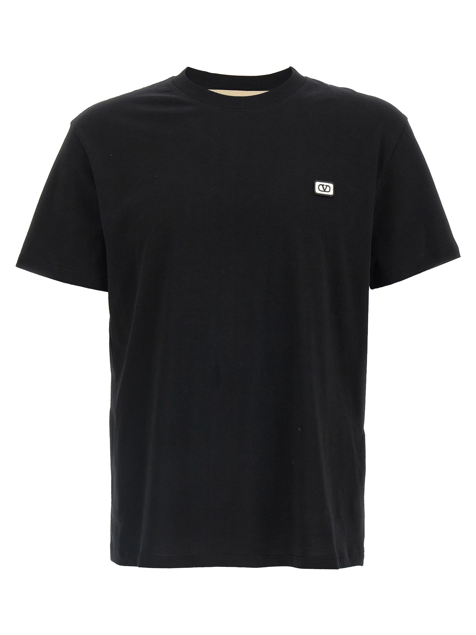 T-Shirt by Valentino Garavani for men in cotton black showcases a chic silhouette, artfully detailed with a chic crew neckline and short-sleeve for a chic finish.