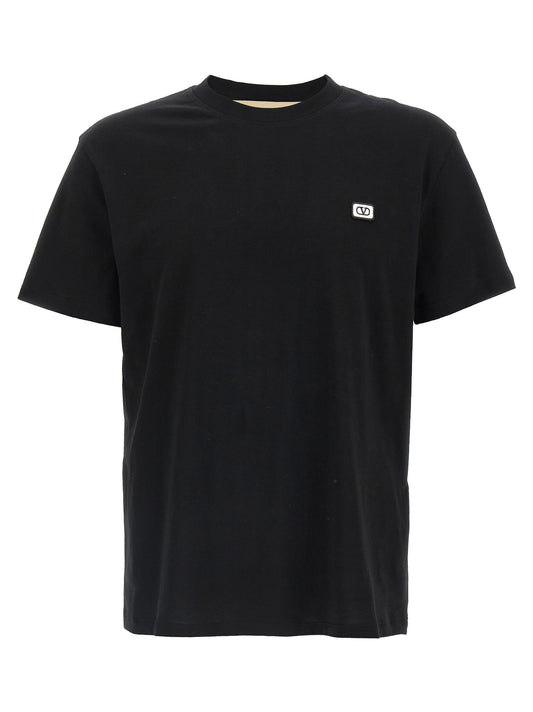 T-Shirt by Valentino Garavani for men in cotton black showcases a chic silhouette, artfully detailed with a chic crew neckline and short-sleeve for a chic finish.