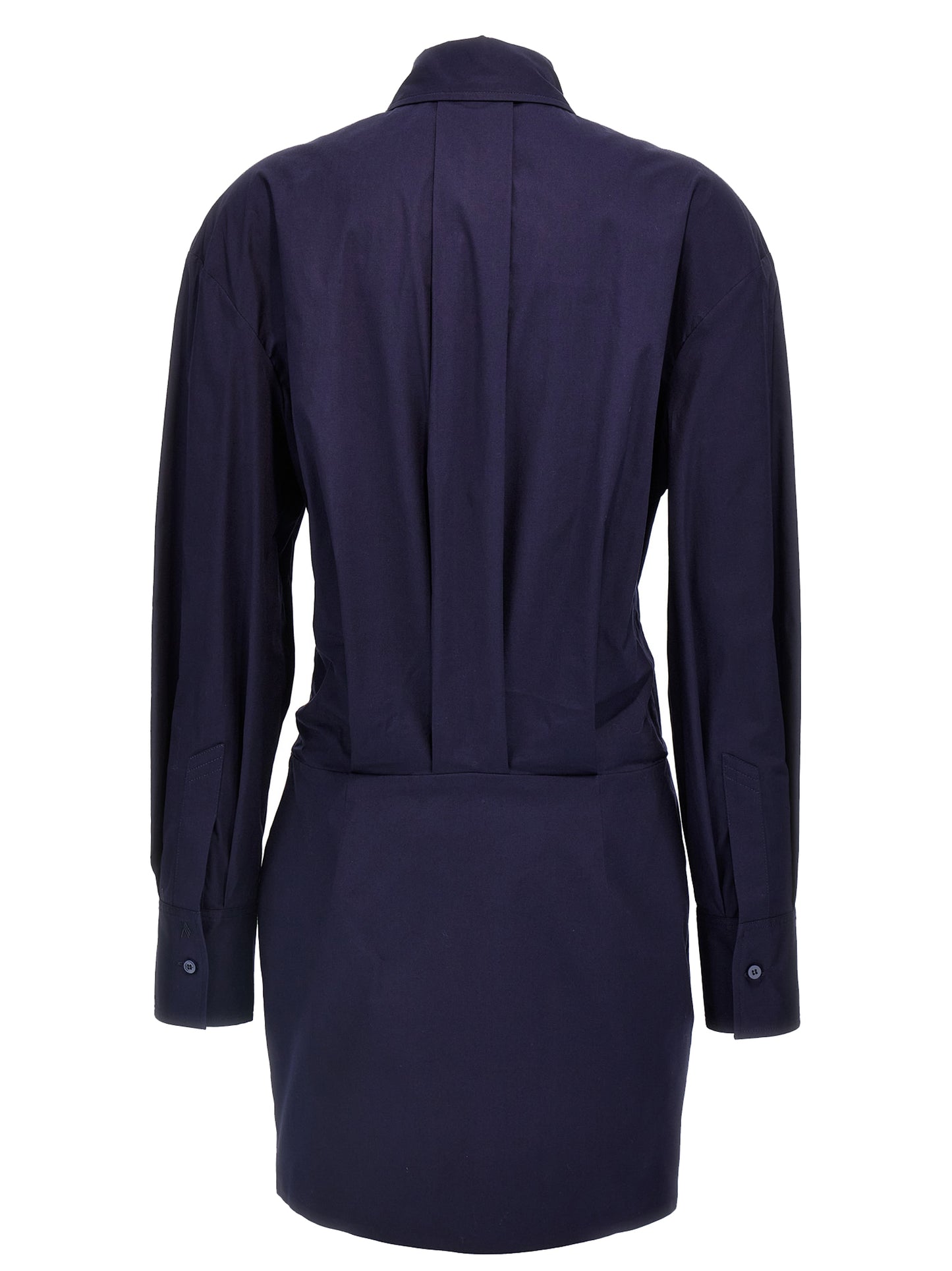 Dress by The Attico for women in stretch cotton blue showcases a striking silhouette, elegantly detailed with a , refined , and a striking short mini for a striking finish.