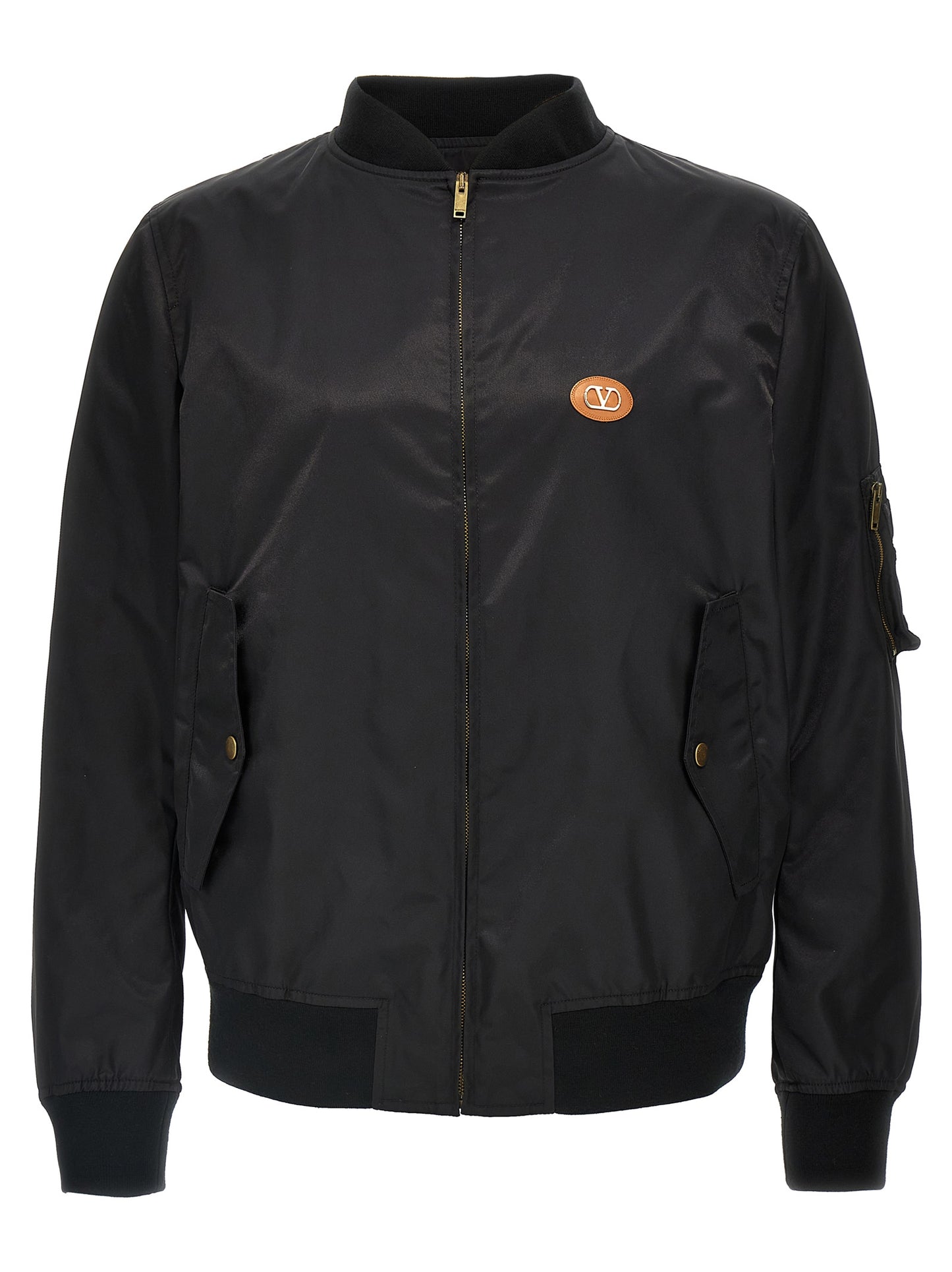 Bomber Jacket by Valentino Garavani for men in polyamide leather black features a city-ready silhouette, detailed with pockets and a city-ready .