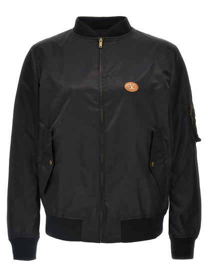 Bomber Jacket by Valentino Garavani for men in polyamide leather black features a city-ready silhouette, detailed with pockets and a city-ready .