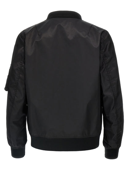 Bomber Jacket by Valentino Garavani for men in polyamide leather black showcases a bohemian silhouette, artfully detailed with a bohemian and signature pockets for a truly bohemian finish.