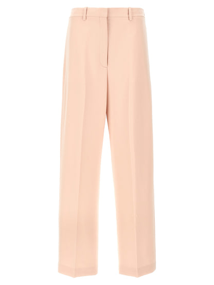Trousers by Theory for women in polyester multicolor & pink features an sartorial silhouette, showcasing a precise straight-leg and long with a sartorial for a refined look.