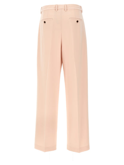 Trousers by Theory for women in polyester multicolor & pink features a sculptural silhouette, showcasing a sculptural straight-leg and long with a sophisticated for a sculptural finish.