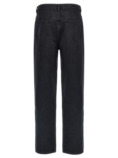 Jeans by A.P.C. for men in denim cotton black features a refined silhouette with a refined straight-leg & wide, defined by a high rise and a refined long for a refined finish.