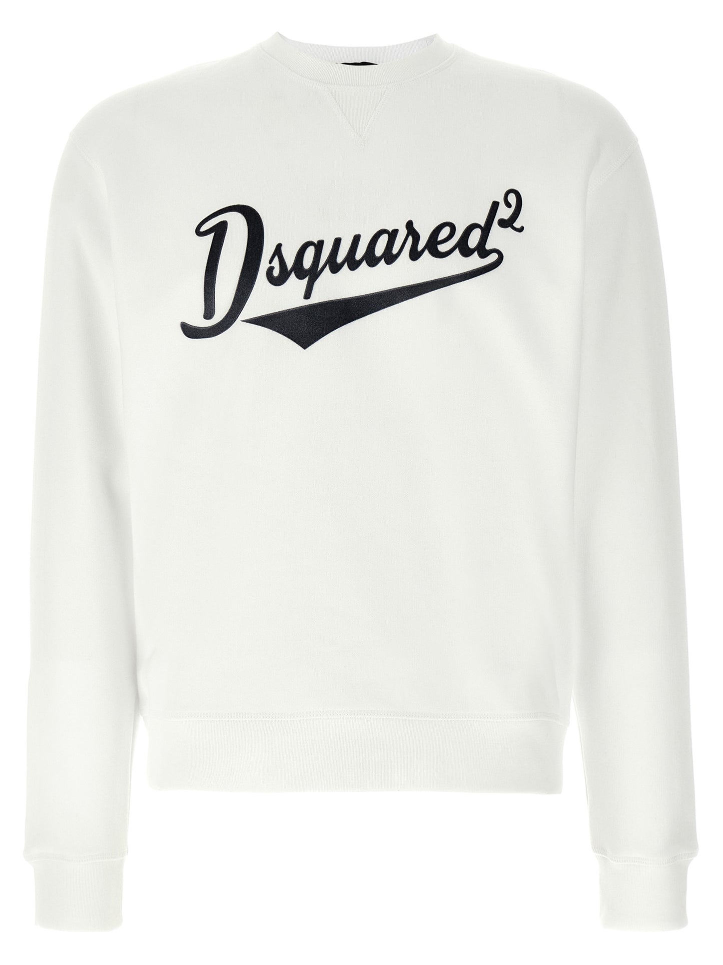 Sweatshirt by Dsquared² for men in velvet cotton white features a unrivaled silhouette with a refined crew neckline and unrivaled detailing for a sophisticated look.