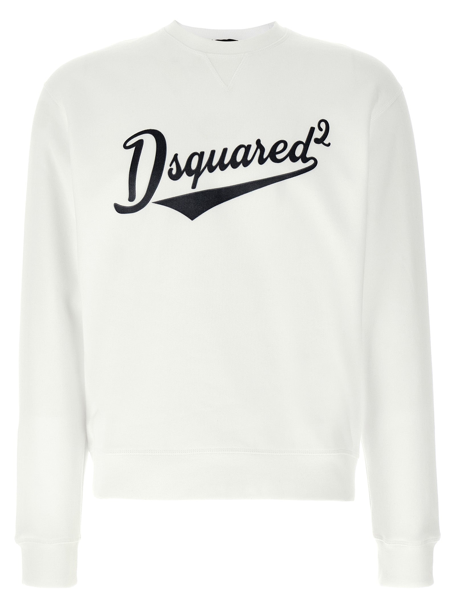 Sweatshirt by Dsquared² for men in velvet cotton white features a unrivaled silhouette with a refined crew neckline and unrivaled detailing for a sophisticated look.