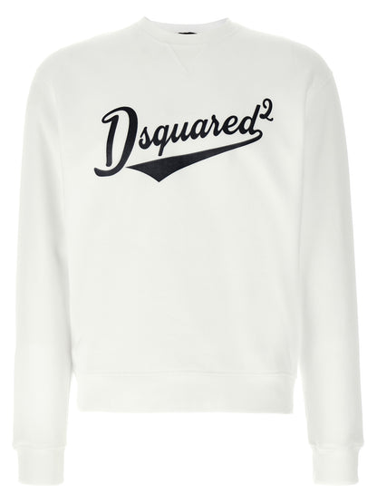 Sweatshirt by Dsquared² for men in velvet cotton white features a unrivaled silhouette with a refined crew neckline and unrivaled detailing for a sophisticated look.