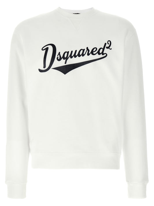 Sweatshirt by Dsquared² for men in velvet cotton white features a unrivaled silhouette with a refined crew neckline and unrivaled detailing for a sophisticated look.