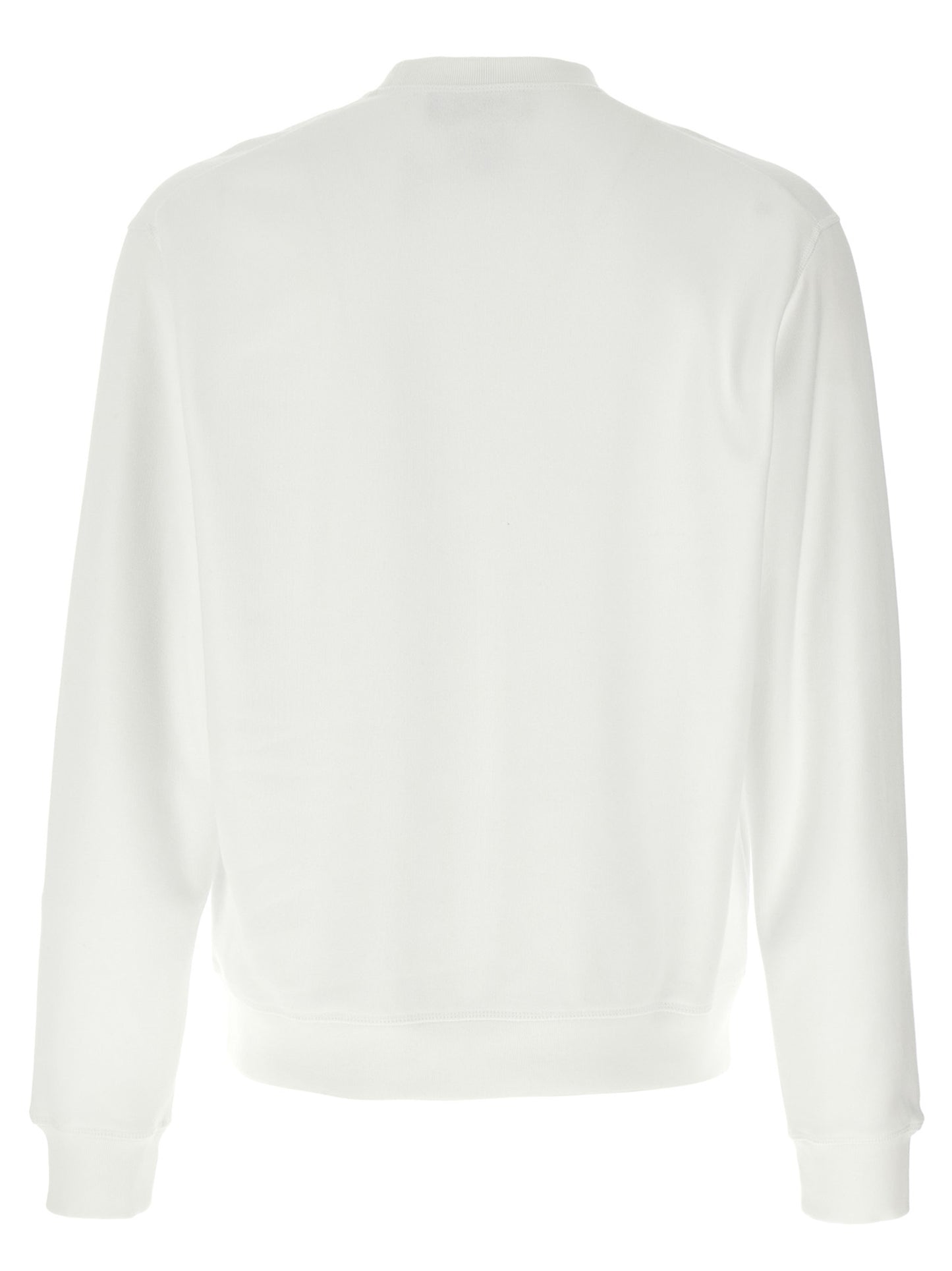Sweatshirt by Dsquared² for men in velvet cotton white features an provocated silhouette, detailed with a provocated and a refined crew neckline for a sophisticated aesthetic.