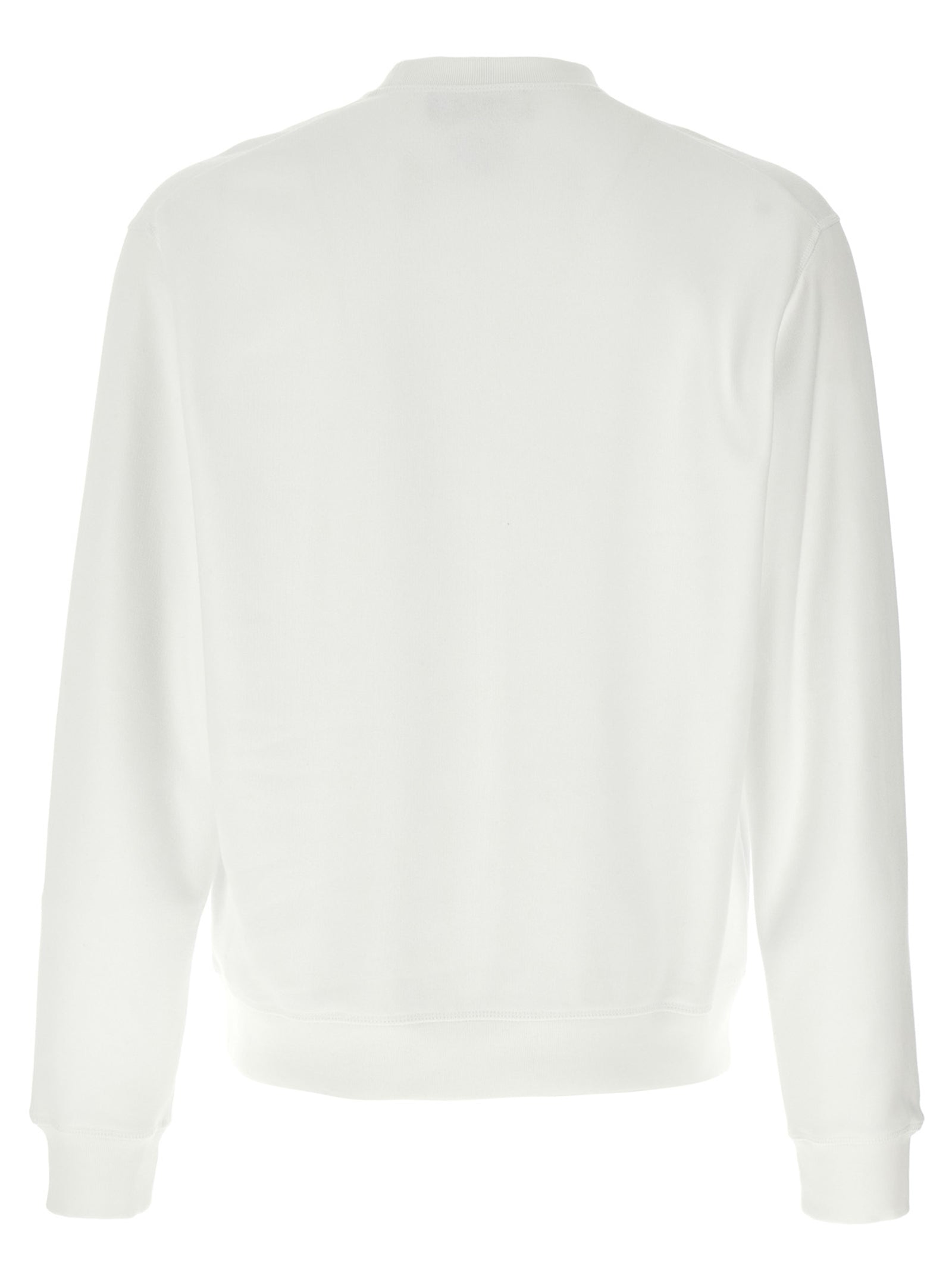 Sweatshirt by Dsquared² for men in velvet cotton white features an provocated silhouette, detailed with a provocated and a refined crew neckline for a sophisticated aesthetic.