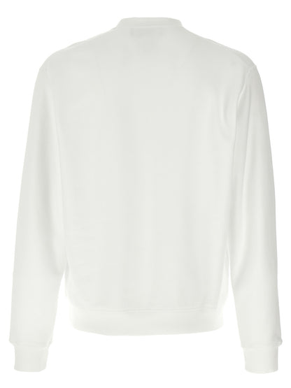 Sweatshirt by Dsquared² for men in velvet cotton white features an provocated silhouette, detailed with a provocated and a refined crew neckline for a sophisticated aesthetic.