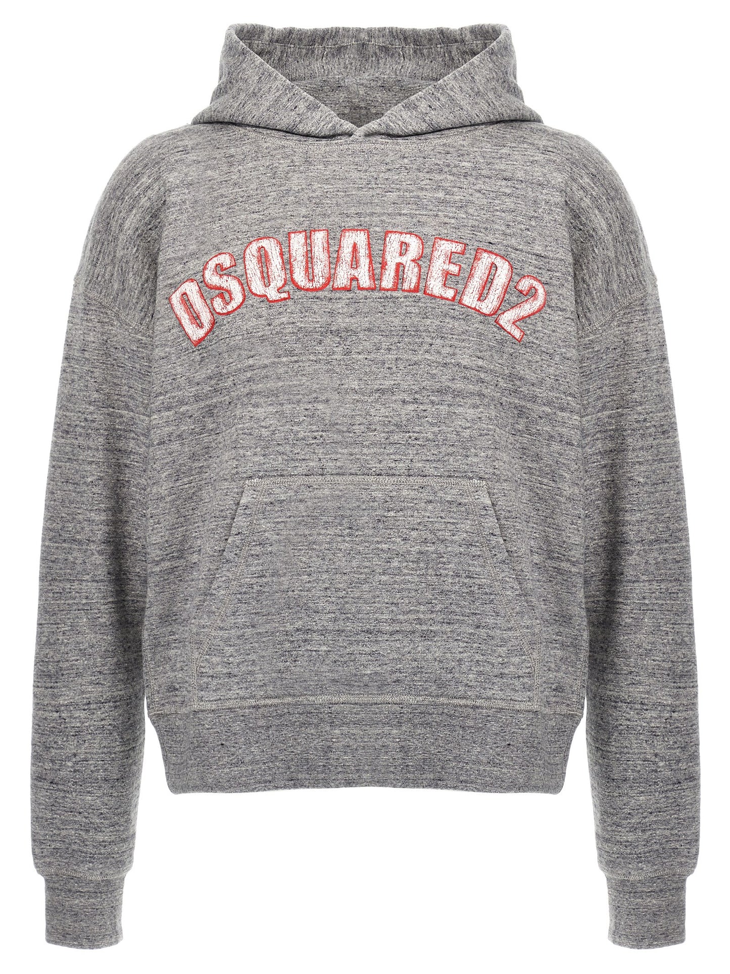Sweatshirt Hoodie by Dsquared² for men in cotton gray showcases a city-ready silhouette, artfully detailed with a signature hooded neckline and for a city-ready finish.