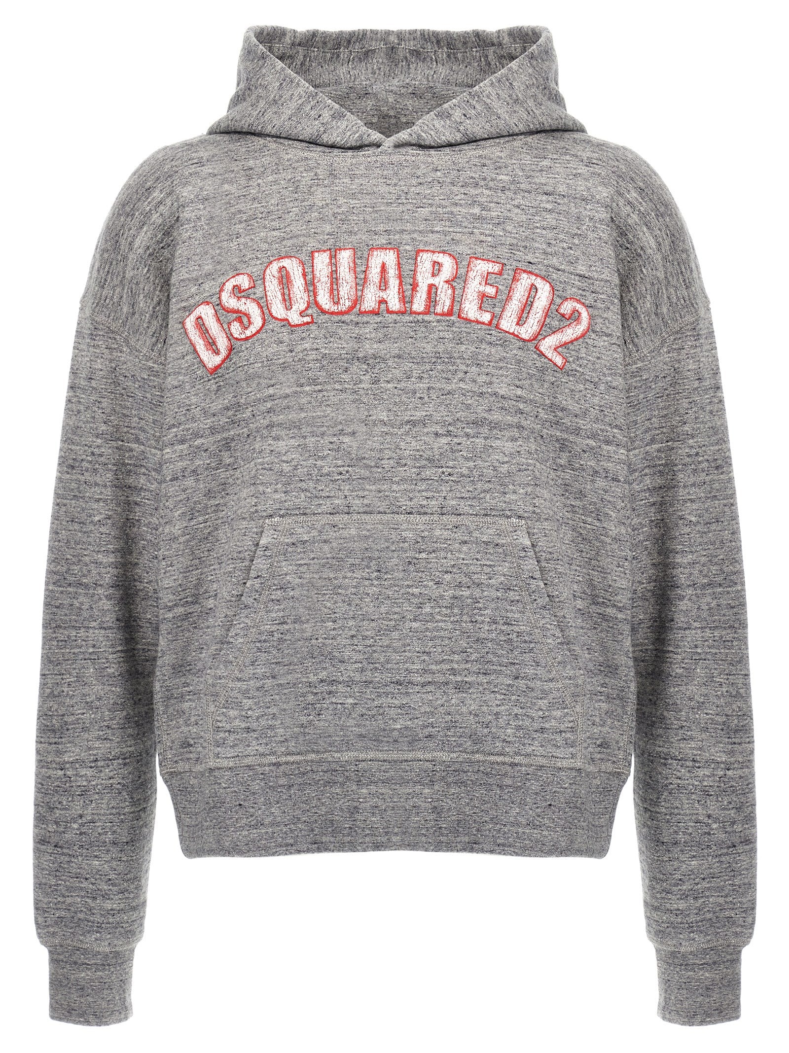 Sweatshirt Hoodie by Dsquared² for men in cotton gray showcases a city-ready silhouette, artfully detailed with a signature hooded neckline and for a city-ready finish.