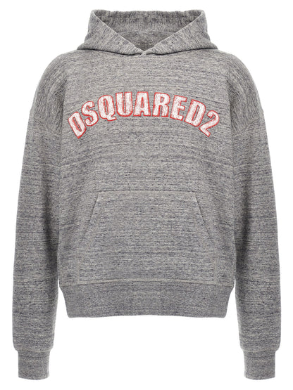 Sweatshirt Hoodie by Dsquared² for men in cotton gray showcases a city-ready silhouette, artfully detailed with a signature hooded neckline and for a city-ready finish.