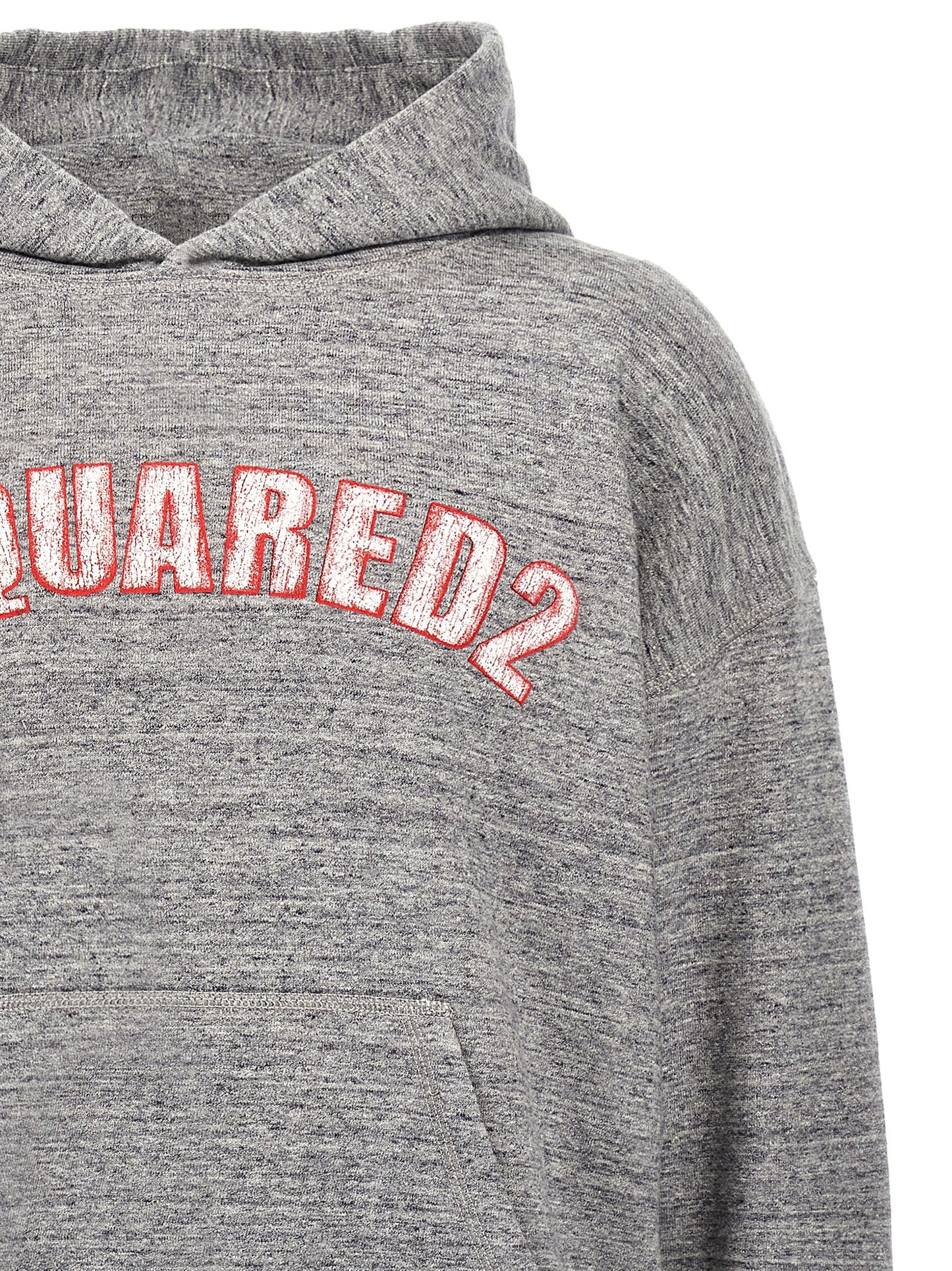 Sweatshirt Hoodie by Dsquared² for men in cotton gray showcases a city-ready silhouette, artfully detailed with a signature hooded neckline and for a city-ready finish.