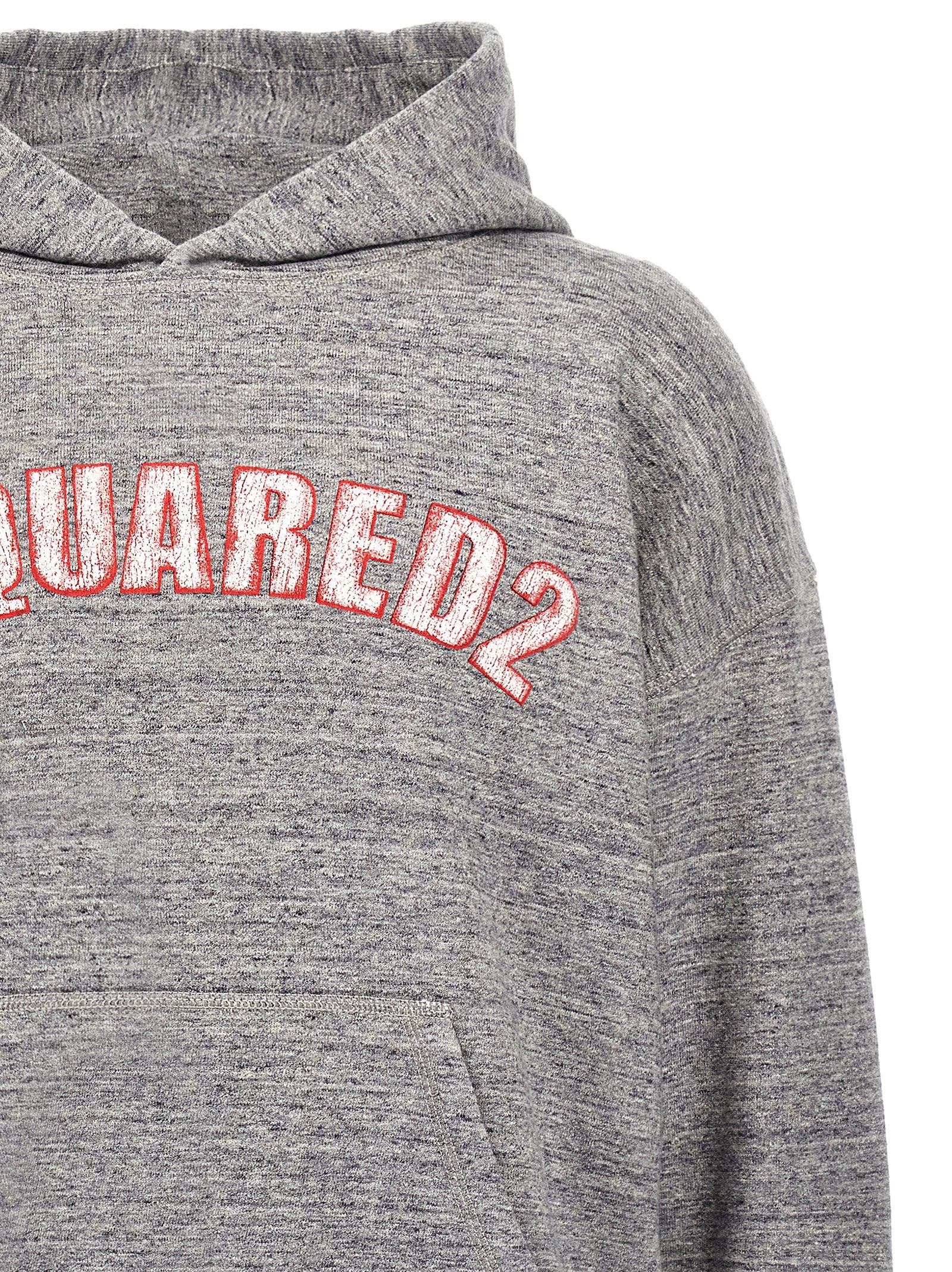 Sweatshirt Hoodie by Dsquared² for men in cotton gray showcases a city-ready silhouette, artfully detailed with a signature hooded neckline and for a city-ready finish.