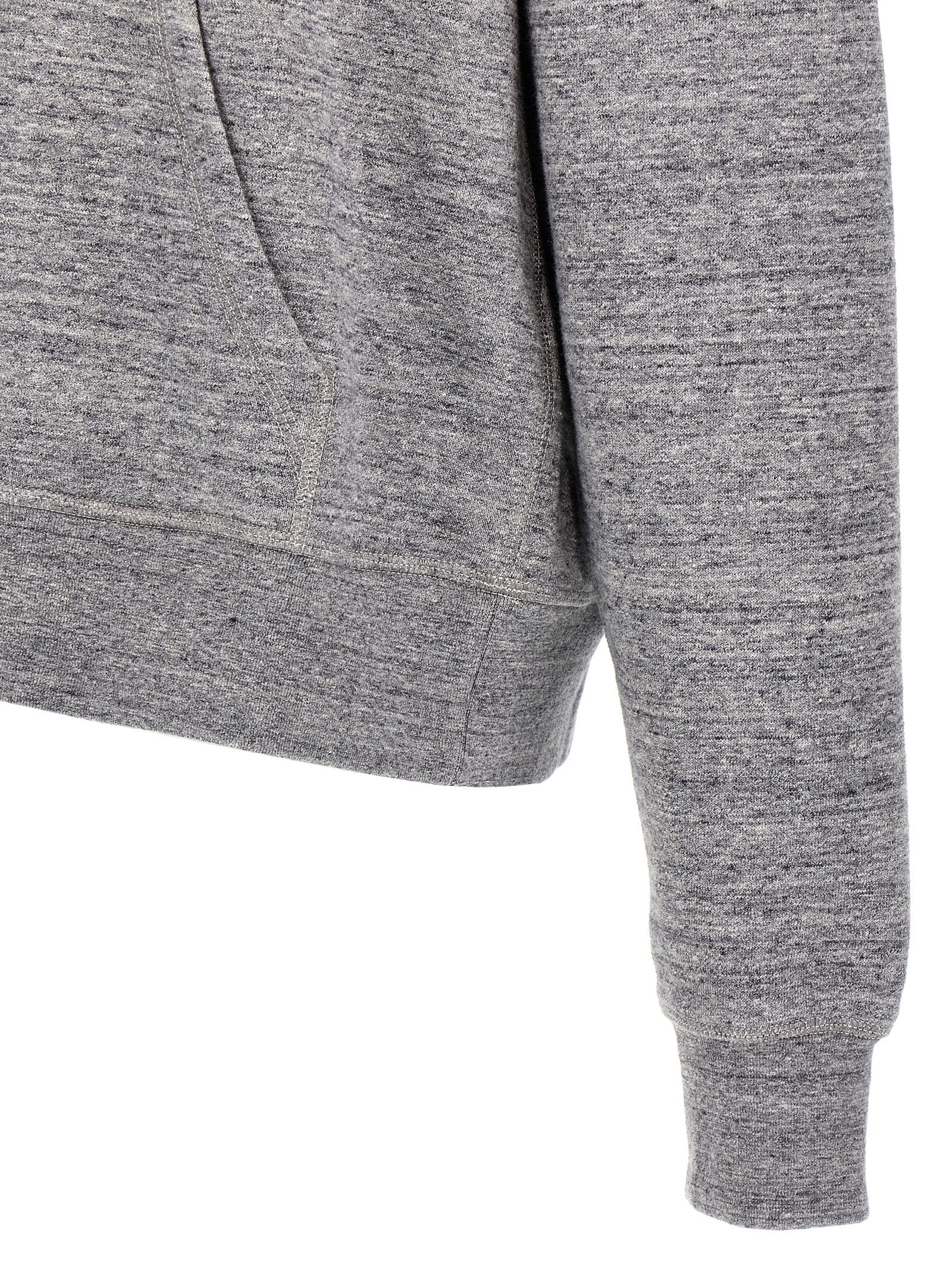 Sweatshirt Hoodie by Dsquared² for men in cotton gray features an avant-garde silhouette, showcasing a sophisticated and detail for a truly avant-garde finish.