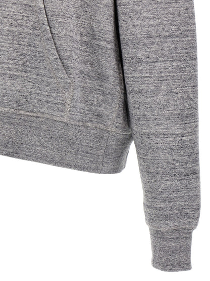 Sweatshirt Hoodie by Dsquared² for men in cotton gray features an avant-garde silhouette, showcasing a sophisticated and detail for a truly avant-garde finish.