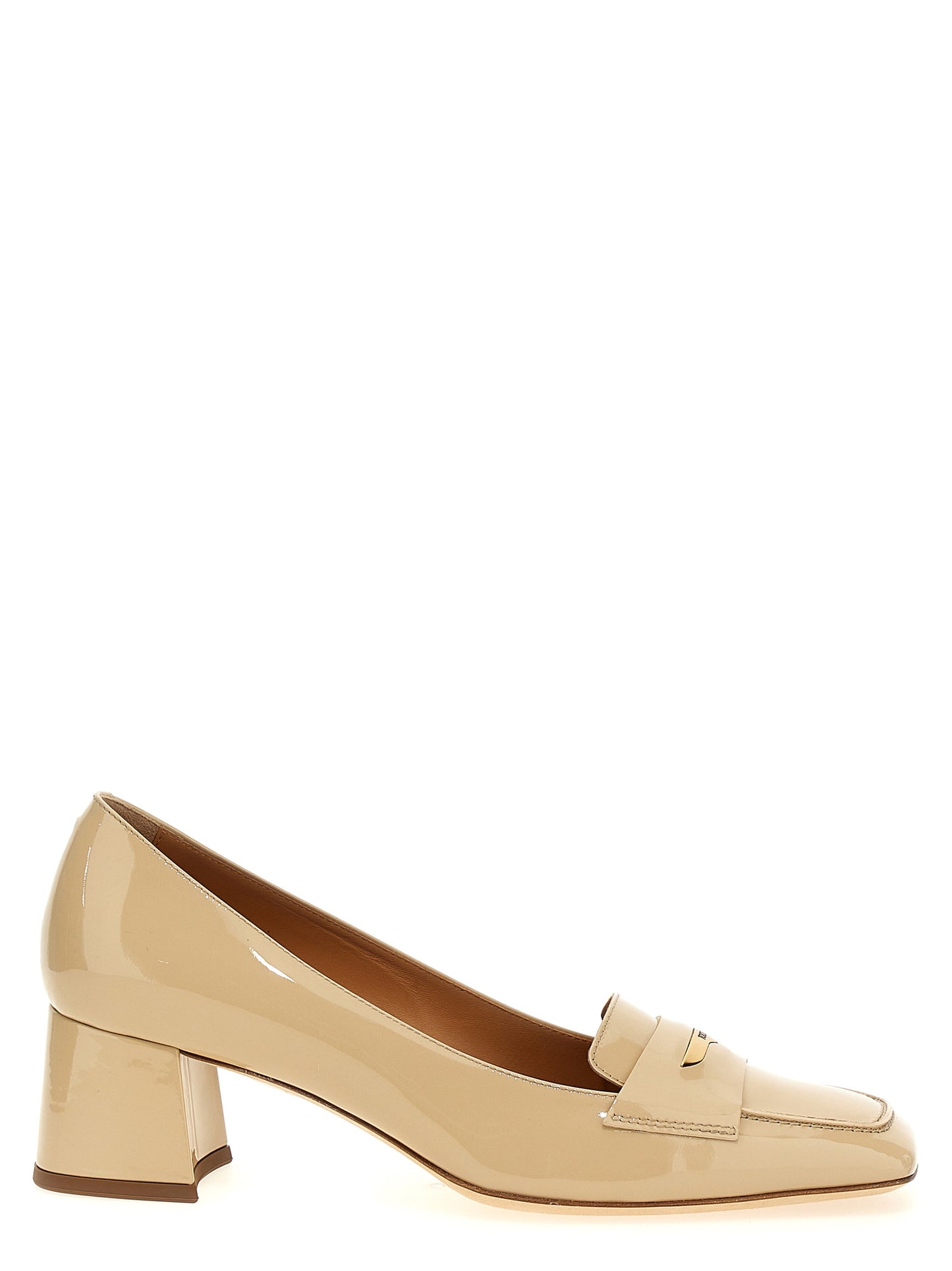 Tod's Women's Patent Calfskin Leather Mid-Heel Pumps Heels - Beige