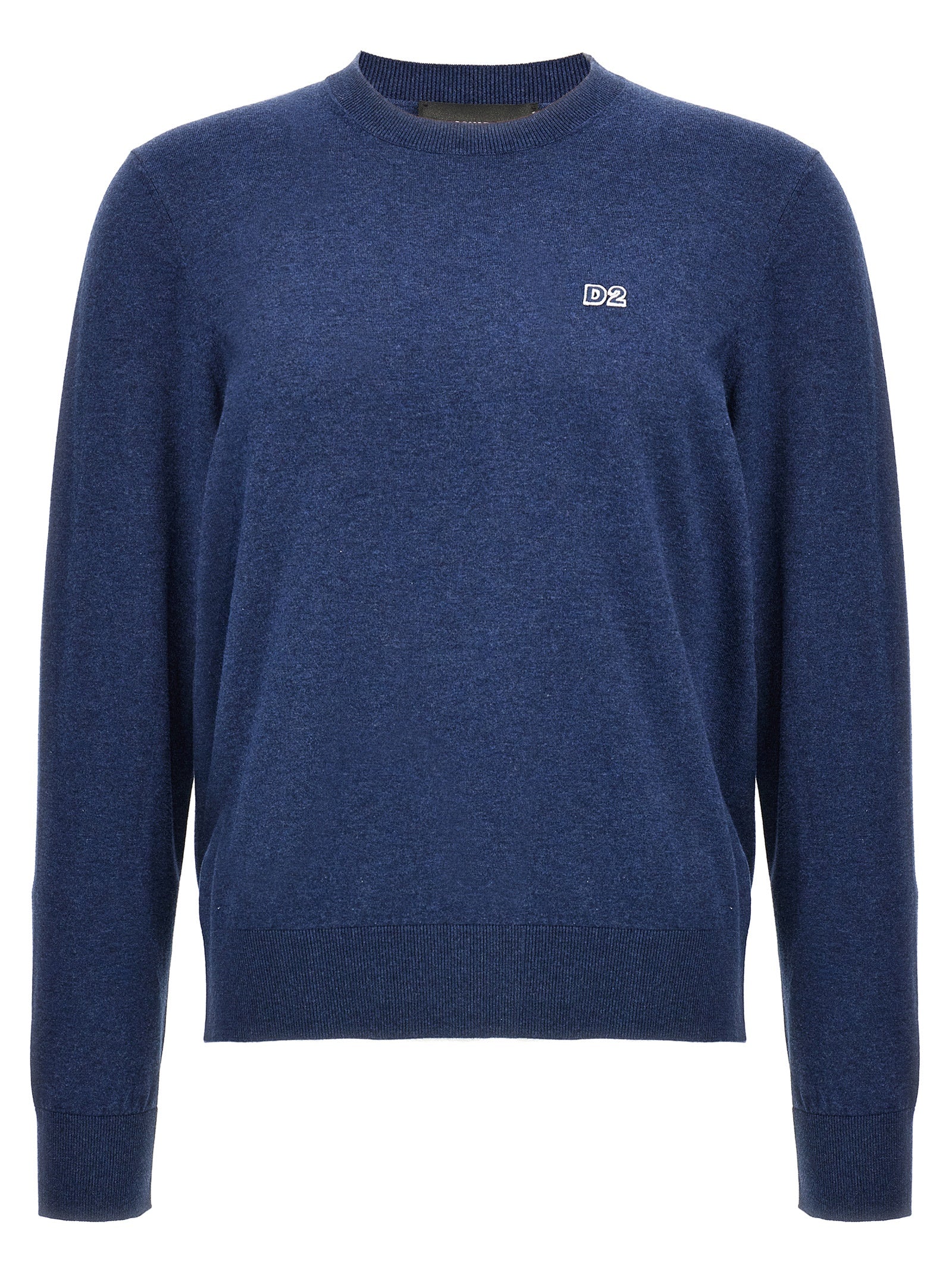 Cardigan by Dsquared² for men in cotton blue showcases a captivating silhouette, artfully detailed with a captivating and crew neckline for a truly sophisticated captivating look.