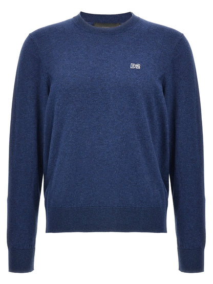 Cardigan by Dsquared² for men in cotton blue showcases a captivating silhouette, artfully detailed with a captivating and crew neckline for a truly sophisticated captivating look.