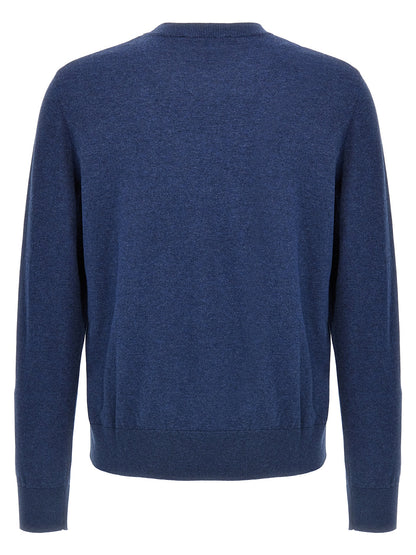 Cardigan by Dsquared² for men in cotton blue presents a textural silhouette, artfully finished with a textural crew neckline and for a sophisticated, textural look.