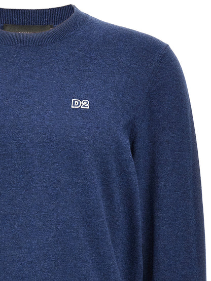 Cardigan by Dsquared² for men in cotton blue features an impeccable silhouette, showcasing a sophisticated crew neckline and detail for a truly impeccable finish.