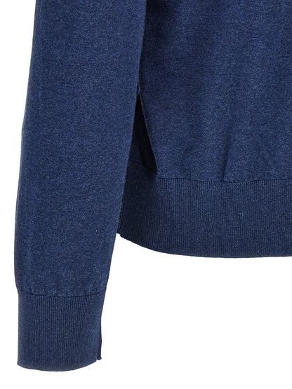 Cardigan by Dsquared² for men in cotton blue showcases a captivating silhouette, artfully detailed with a captivating and for a truly sophisticated captivating look.