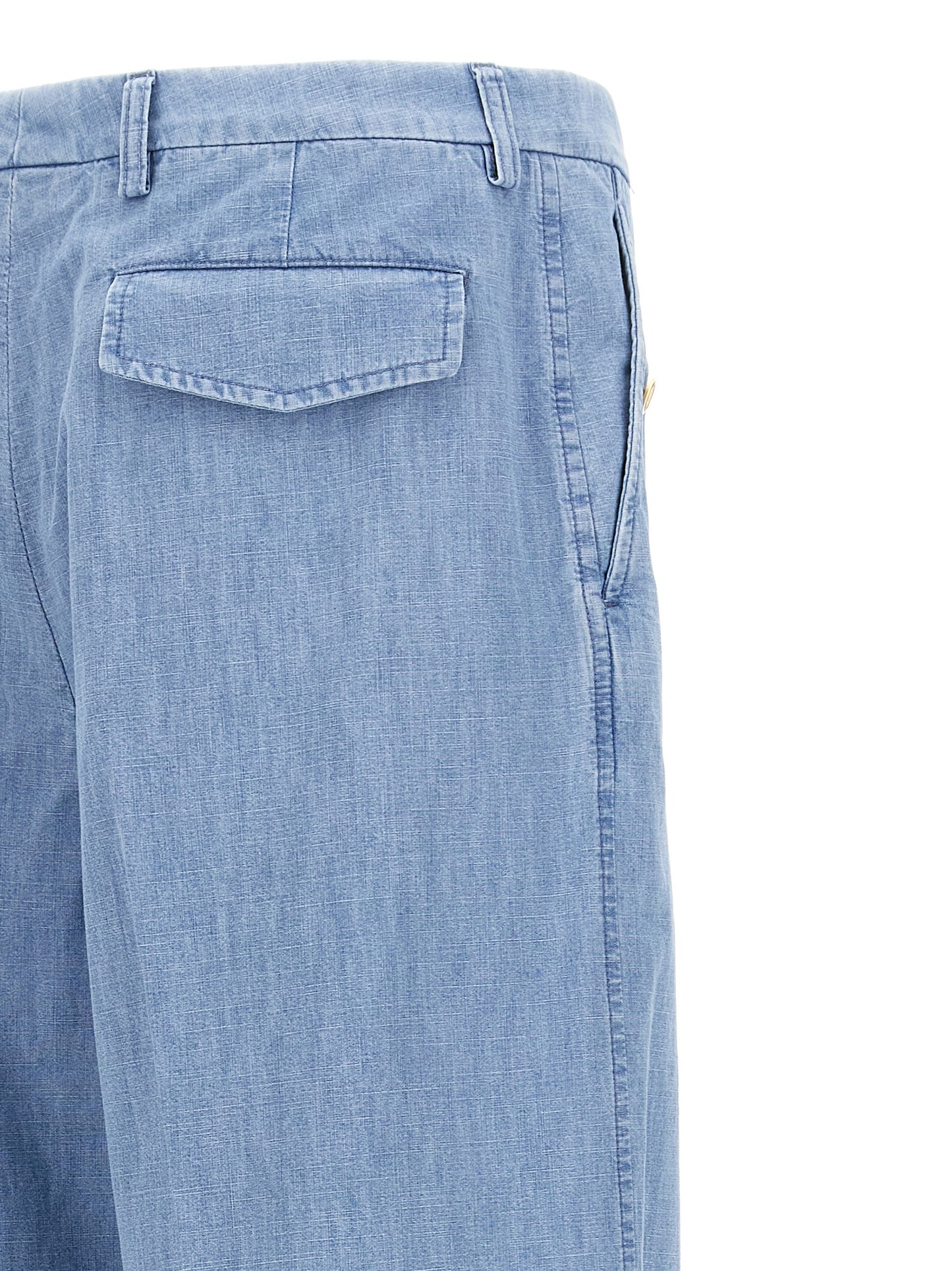 Jeans by Valentino Garavani for men in denim cotton blue features an sartorial wide and long with a high rise cut for a sartorial finish.