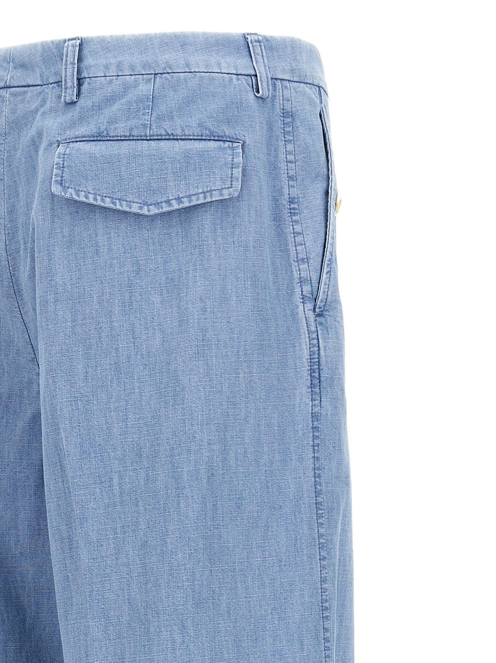 Jeans by Valentino Garavani for men in denim cotton blue features an sartorial wide and long with a high rise cut for a sartorial finish.