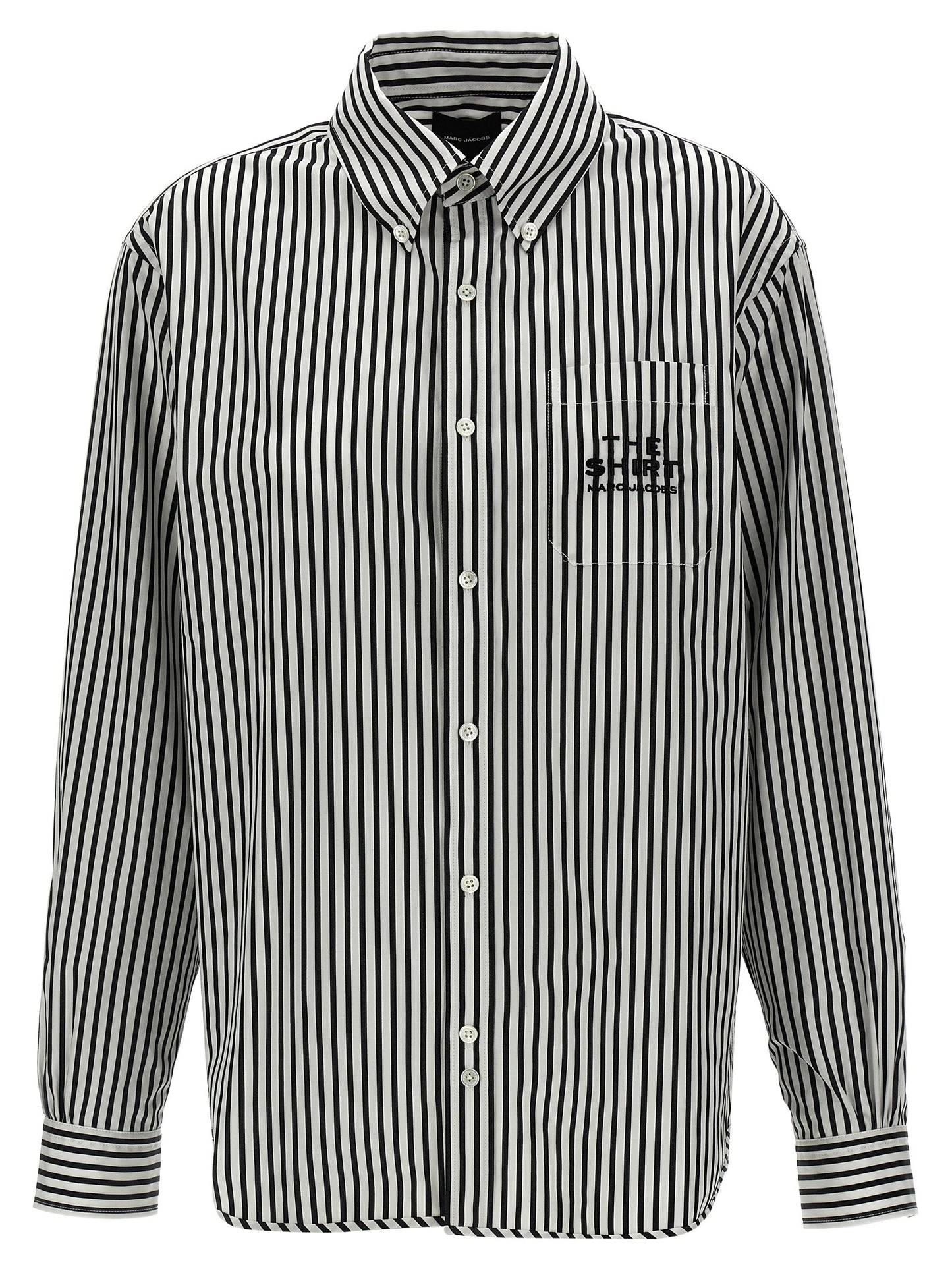 Blouse by Marc Jacobs for women in cotton bicolour, black, white & striped showcases a sublime silhouette, artfully detailed with a sublime and for a sophisticated, sublime finish.