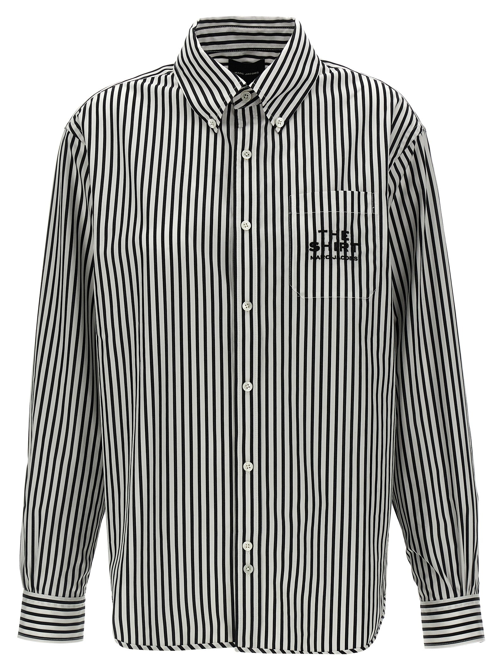 Blouse by Marc Jacobs for women in cotton bicolour, black, white & striped showcases a sublime silhouette, artfully detailed with a sublime and for a sophisticated, sublime finish.