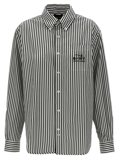Blouse by Marc Jacobs for women in cotton bicolour, black, white & striped showcases a sublime silhouette, artfully detailed with a sublime and for a sophisticated, sublime finish.