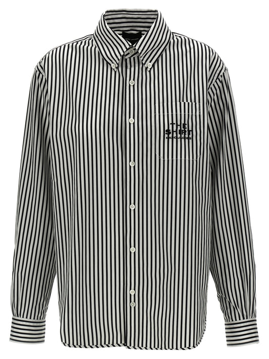 Blouse by Marc Jacobs for women in cotton bicolour, black, white & striped showcases a sublime silhouette, artfully detailed with a sublime and for a sophisticated, sublime finish.
