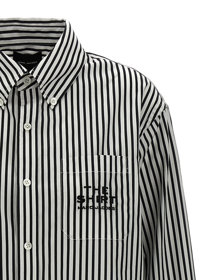 Blouse by Marc Jacobs for women in cotton bicolour, black, white & striped features an architectural silhouette with a refined and elegant for a architectural look.