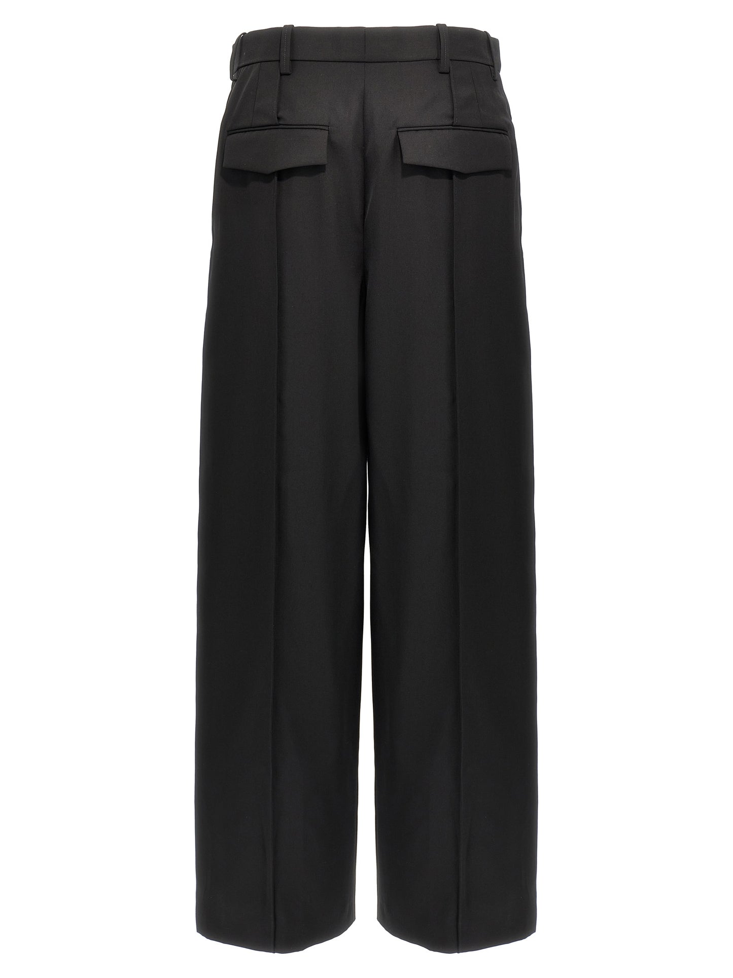 Trousers by Wardrobe.Nyc for women in wool black presents a smart silhouette, meticulously detailed with a smart straight, a smart long, and a smart high rise.