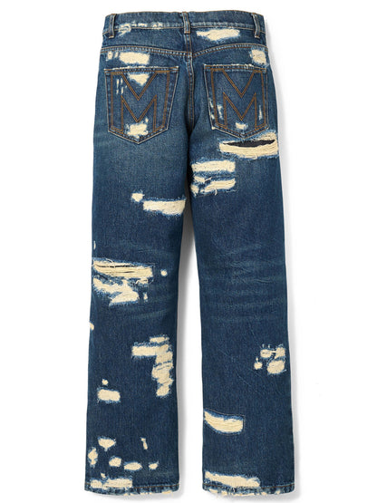 Jeans by Marc Jacobs for women in denim cotton blue presents a refined pantology silhouette, artfully defined by a refined pantology straight-leg & wide, long, and a sophisticated .
