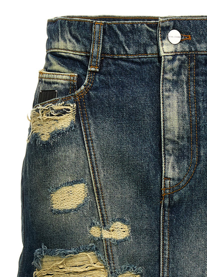 Skirt by Marc Jacobs for women in denim cotton blue showcases a dramatic silhouette, artfully capturing the essence of the Women's Denim Straight Cotton Long Skirt in a dramatic long cut for a refined look.