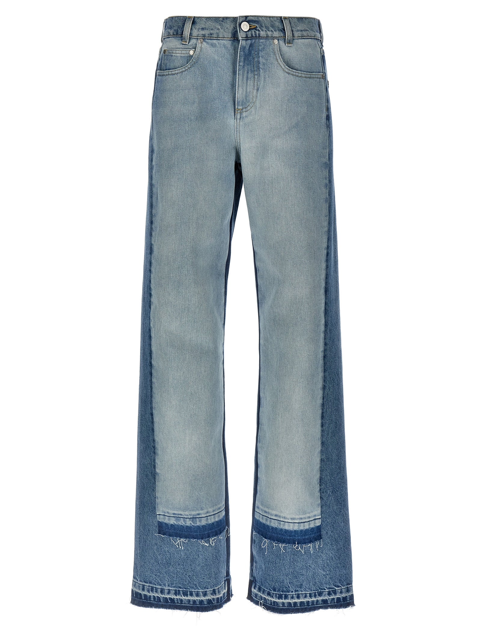 Jeans by Stella McCartney for women in denim cotton light-blue features a polished silhouette with a polished straight-leg & wide, reaching a polished long and finished with a polished high rise.