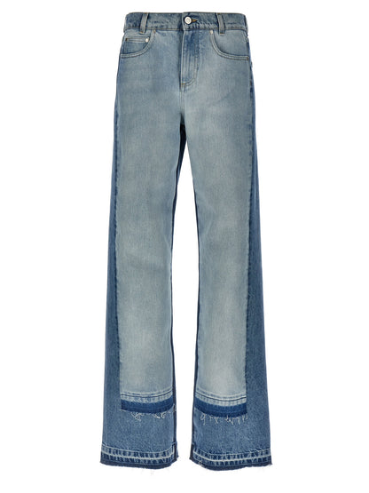 Jeans by Stella McCartney for women in denim cotton light-blue features a polished silhouette with a polished straight-leg & wide, reaching a polished long and finished with a polished high rise.