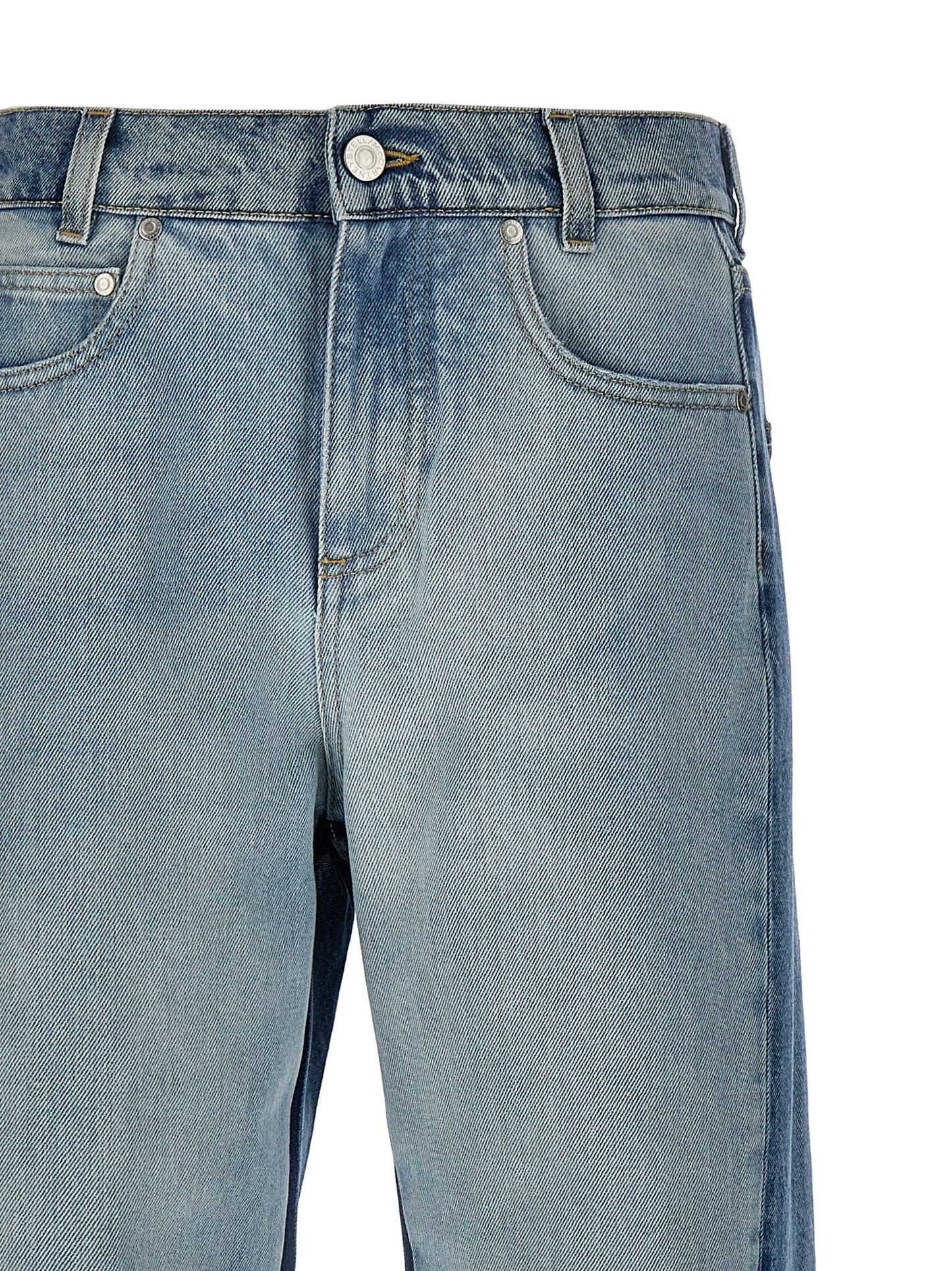 Jeans by Stella McCartney for women in denim cotton light-blue features an refined tailoring silhouette, showcasing a premium straight-leg & wide with a high rise and long cut for a refined tailoring look.