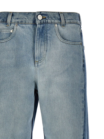 Jeans by Stella McCartney for women in denim cotton light-blue features an refined tailoring silhouette, showcasing a premium straight-leg & wide with a high rise and long cut for a refined tailoring look.