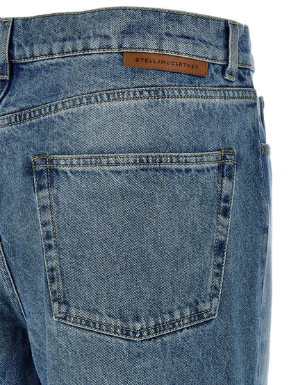 Jeans by Stella McCartney for women in denim cotton light-blue features an sartorial straight-leg & wide and long with a high rise cut for a sartorial finish.