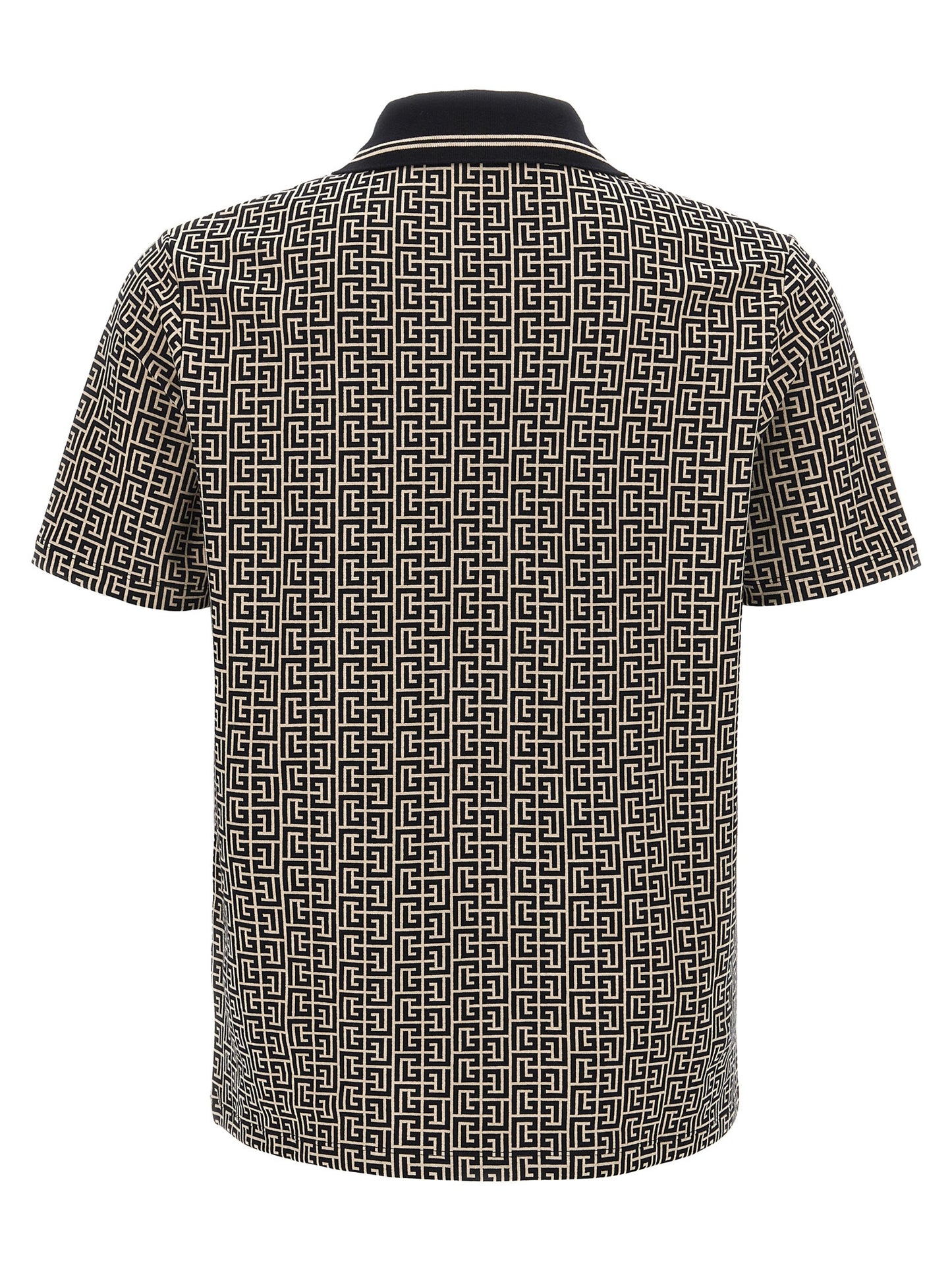 Polo Shirt by Balmain for men in stretch organic cotton bicolour, black, white, patterned, jacquard & monogram showcases a enviable silhouette, featuring a refined and for a enviable finish.